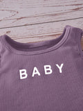 Buy SHEIN Baby Letter Graphic Tank Top & Tie Front Shorts in Pakistan