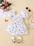 Buy SHEIN Baby Floral Print Puff Sleeve Shirred Dress in Pakistan