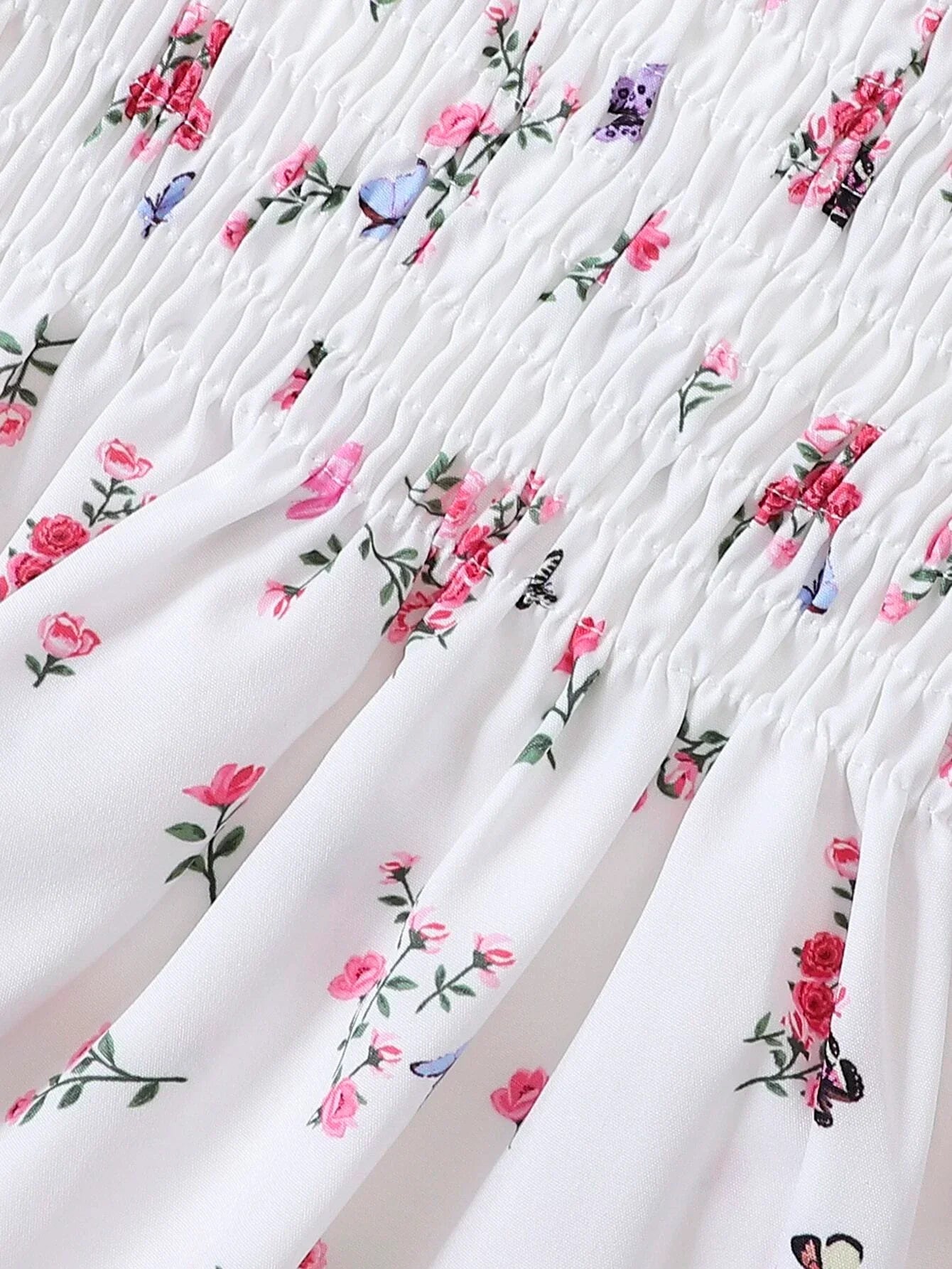 Buy SHEIN Baby Floral Print Puff Sleeve Shirred Dress in Pakistan