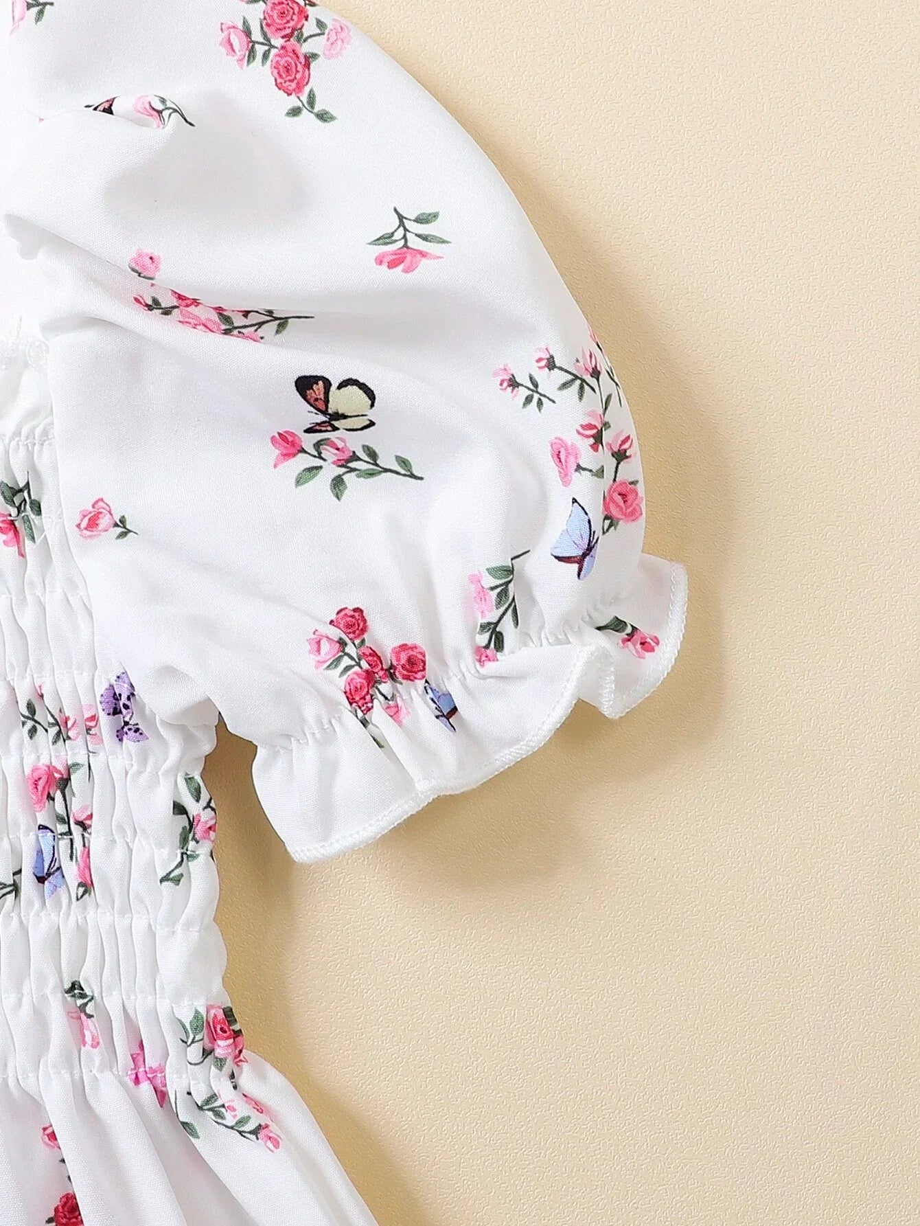 Buy SHEIN Baby Floral Print Puff Sleeve Shirred Dress in Pakistan