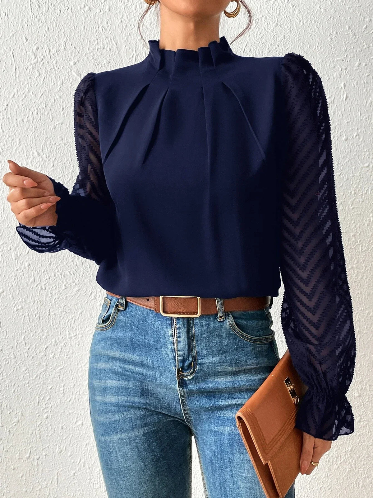 Buy SHEIN Frenchy Frilled Neck Flounce Sleeve Blouse in Pakistan