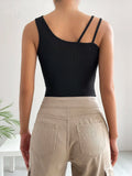 Buy Shein Ezwear Solid Asymmetrical Neck Bodysuit in Pakistan