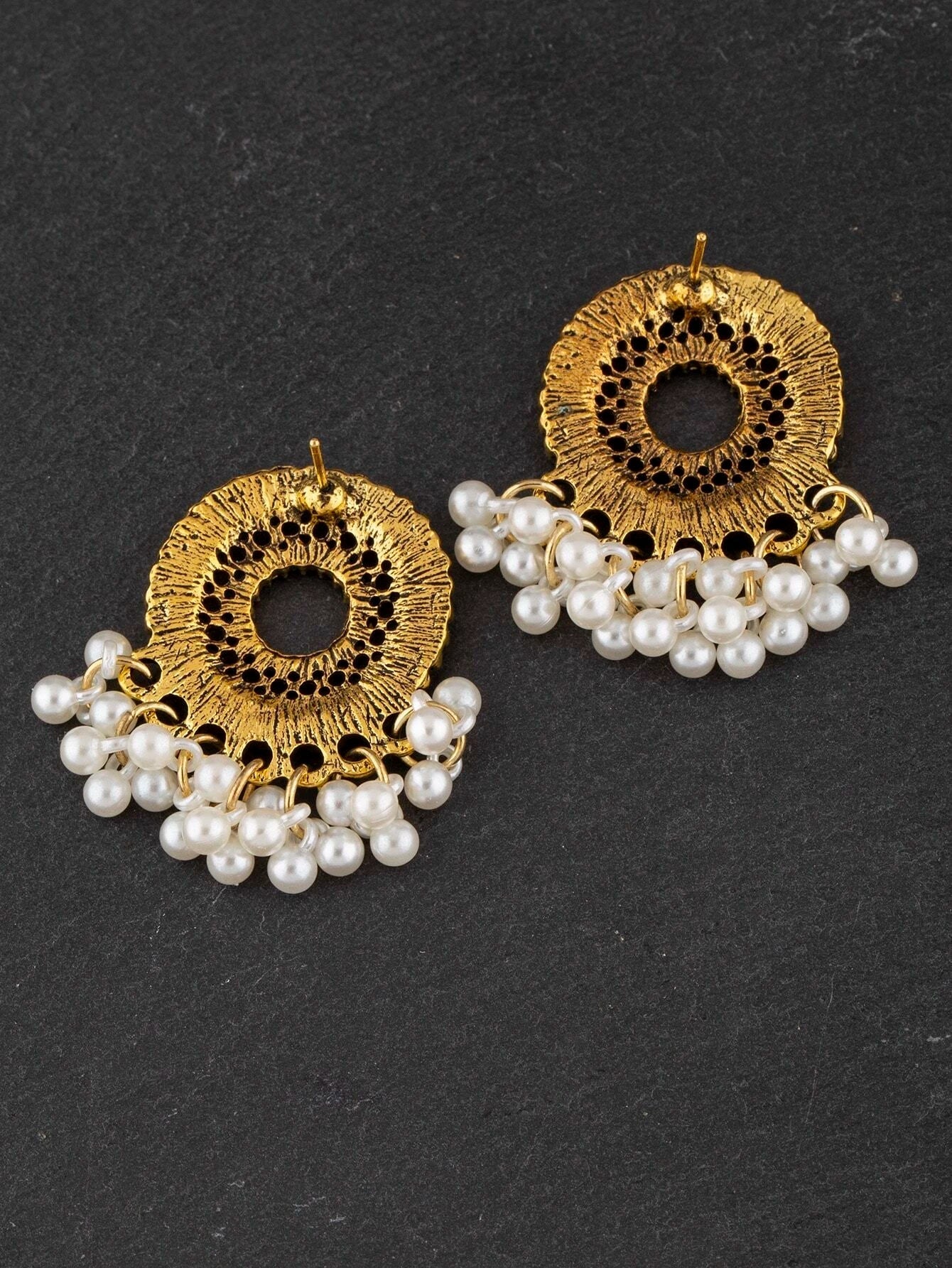 Buy SHEIN Faux Pearl Tassel Drop Earrings in Pakistan