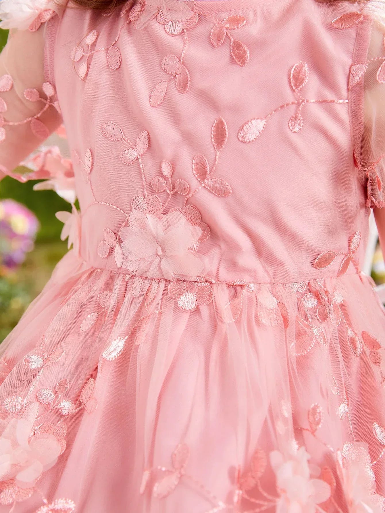 Buy SHEIN Toddler Girls Appliques Embroidery Mesh Overlay Butterfly Sleeve Dress in Pakistan