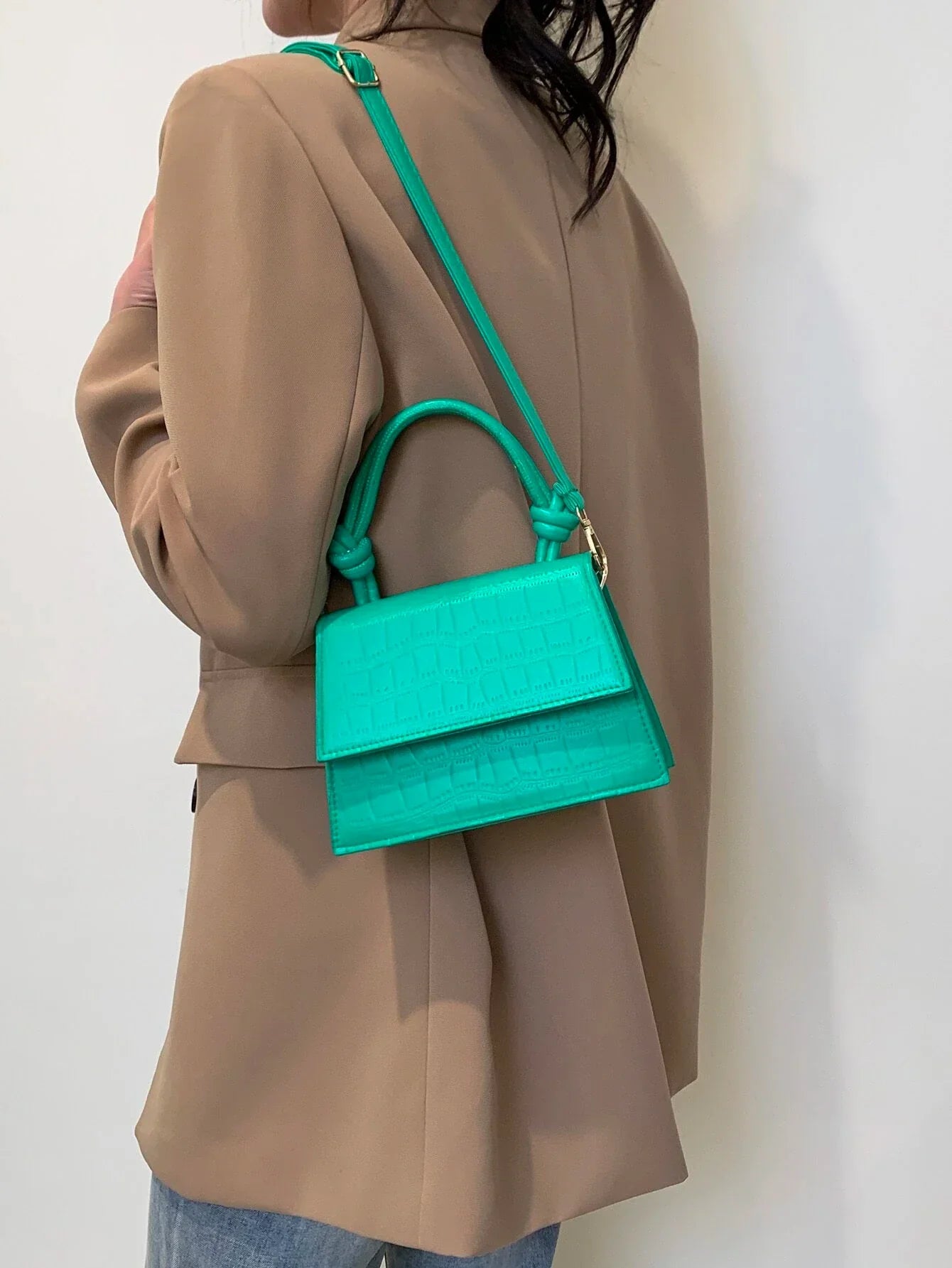 Buy SHEIN Mini Crocodile Embossed Flap Square Bag in Pakistan