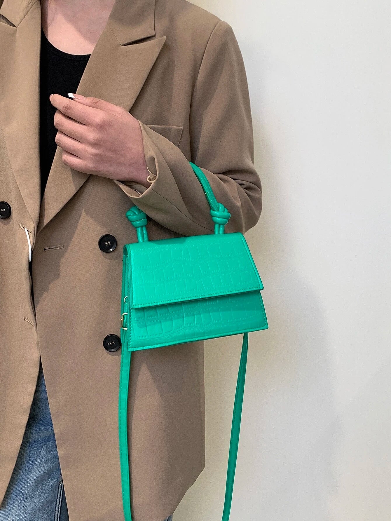 Buy SHEIN Mini Crocodile Embossed Flap Square Bag in Pakistan
