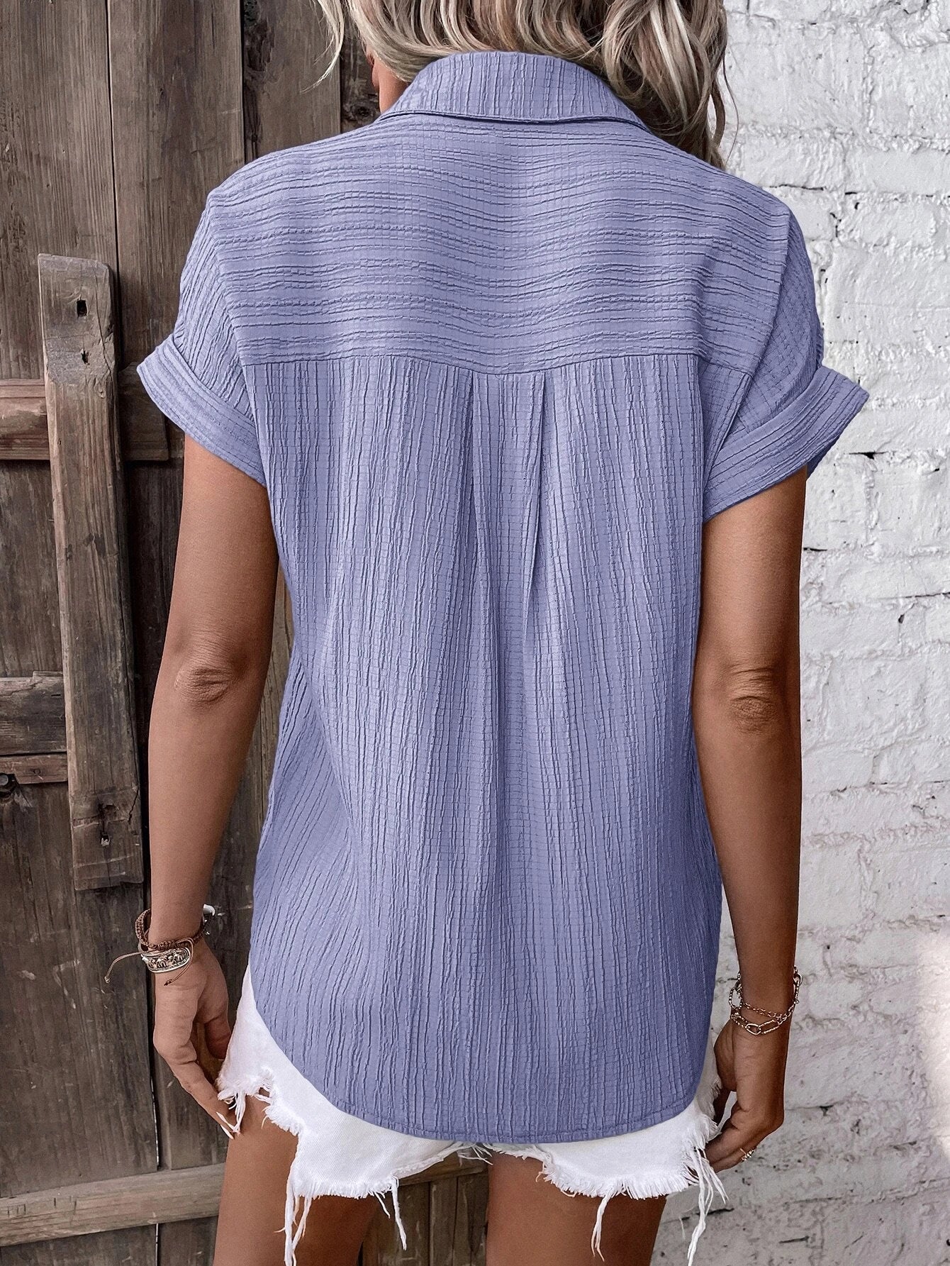 Buy SHEIN LUNE Solid Batwing Sleeve Shirt in Pakistan