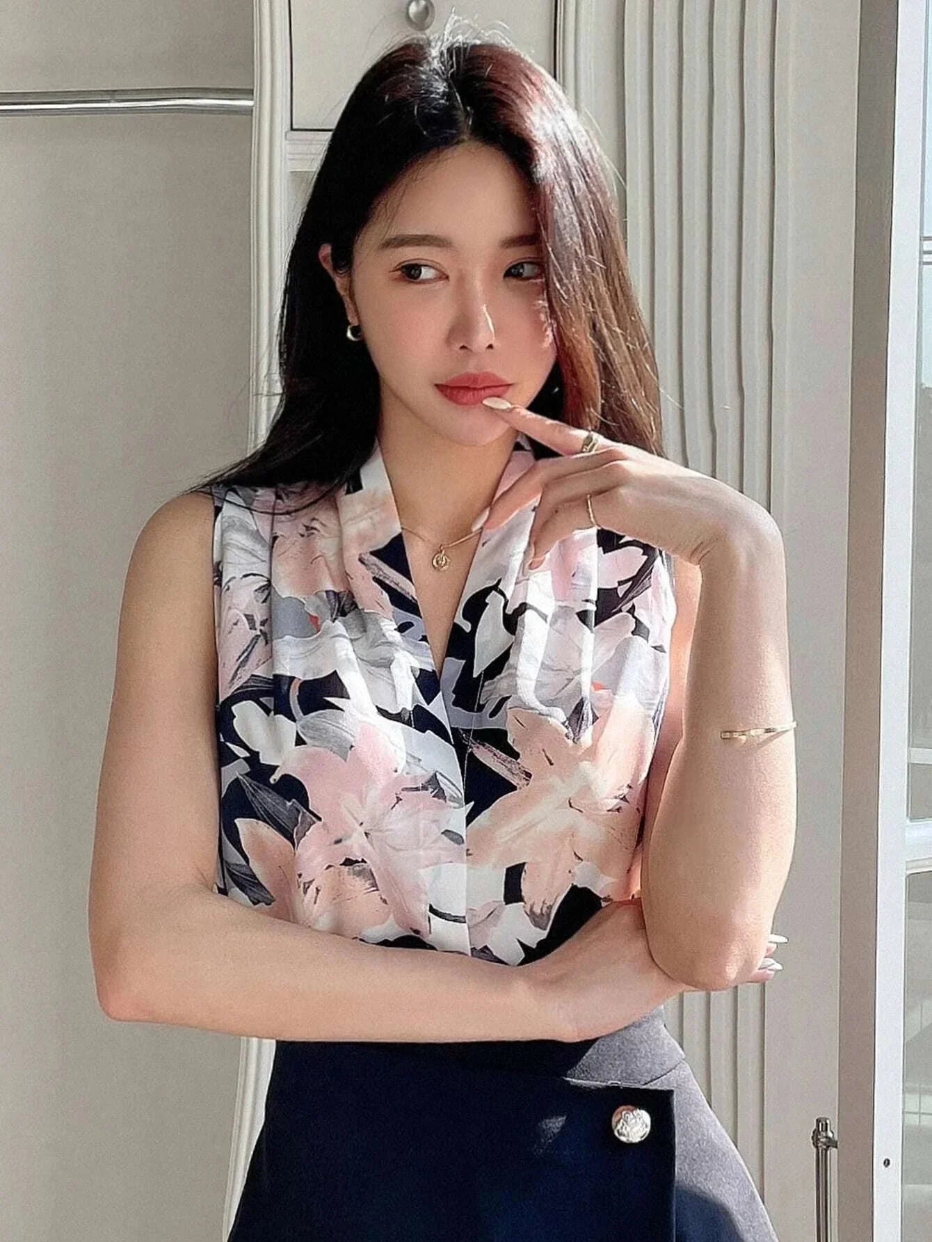 Buy Shein Dazy Floral Print Sleeveless Blouse in Pakistan