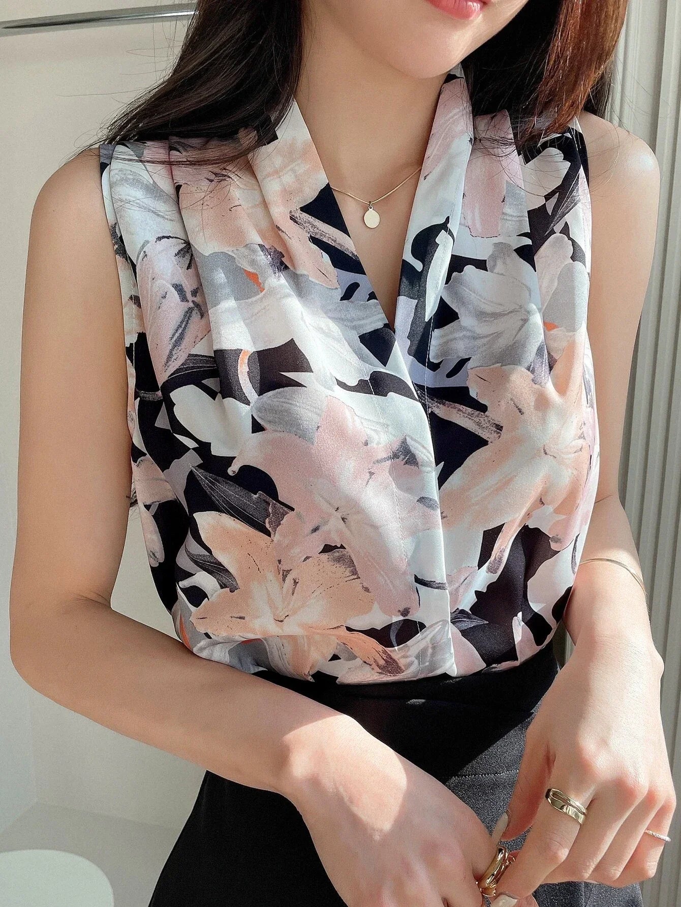 Buy Shein Dazy Floral Print Sleeveless Blouse in Pakistan