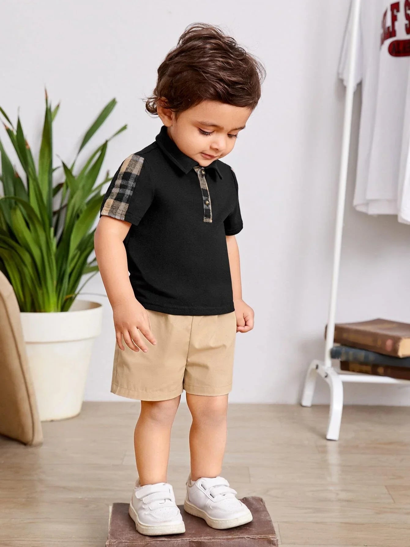 Buy SHEIN Baby Boy Plaid Polo Shirt & Shorts in Pakistan