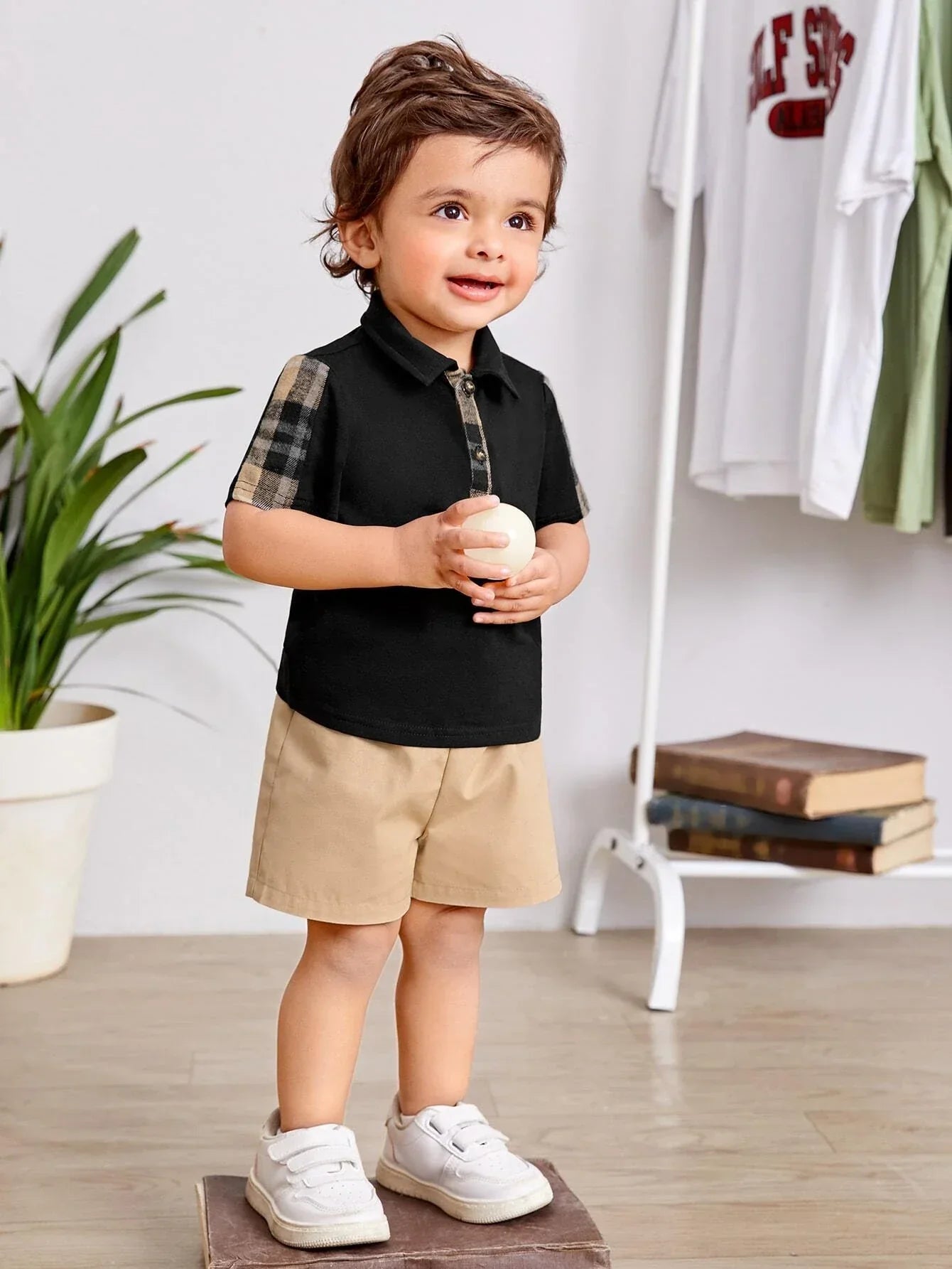 Buy SHEIN Baby Boy Plaid Polo Shirt & Shorts in Pakistan