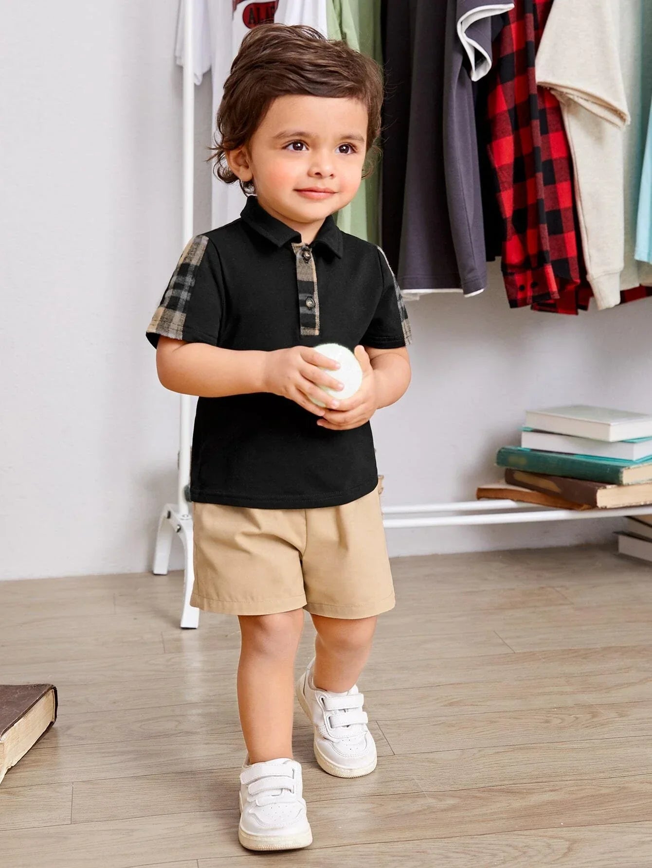 Buy SHEIN Baby Boy Plaid Polo Shirt & Shorts in Pakistan