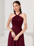Buy Shein Modely Solid Halter Neck A Line Dress in Pakistan