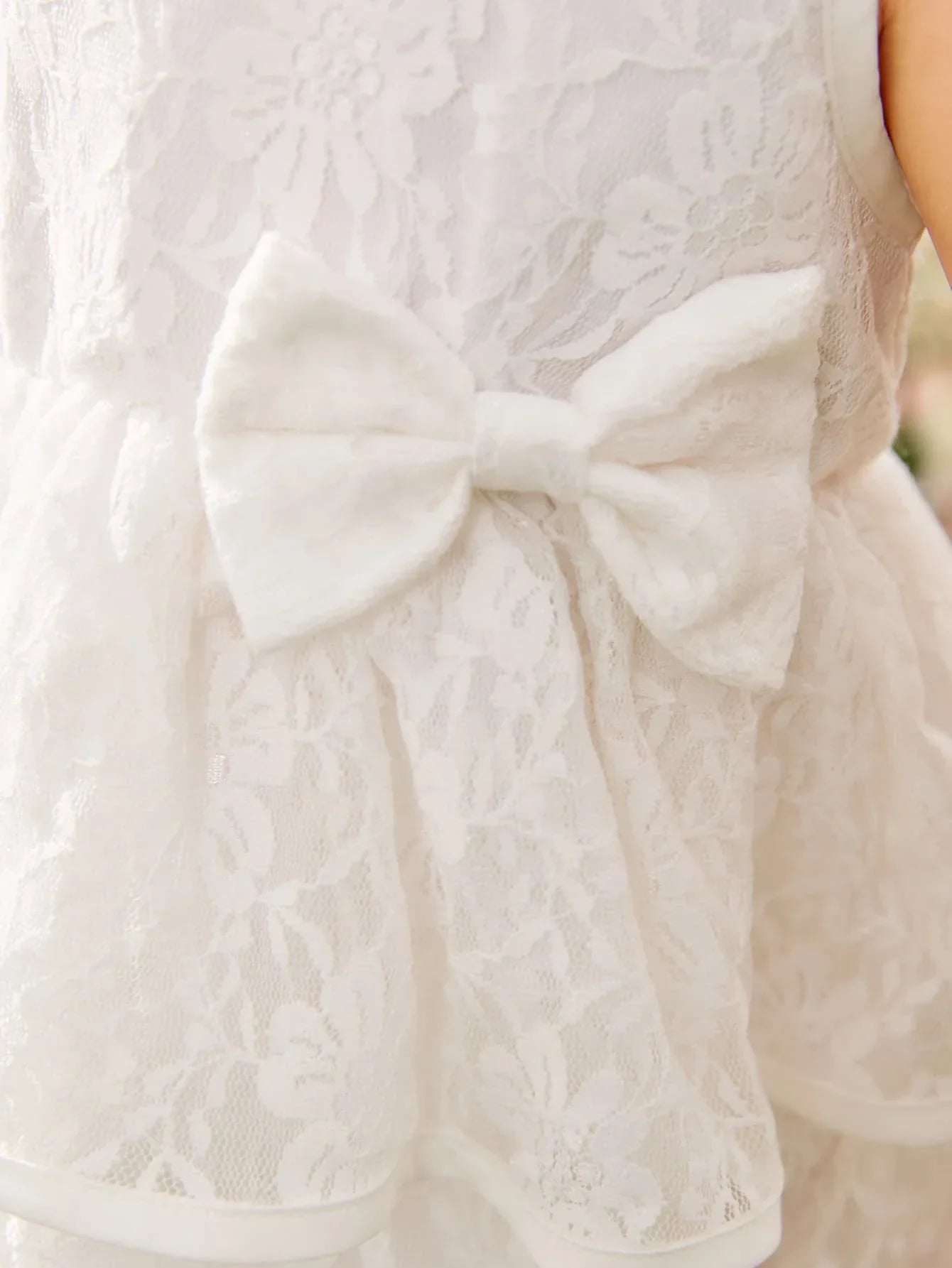 Buy SHEIN Baby Bow Front Layer Hem Lace Dress in Pakistan