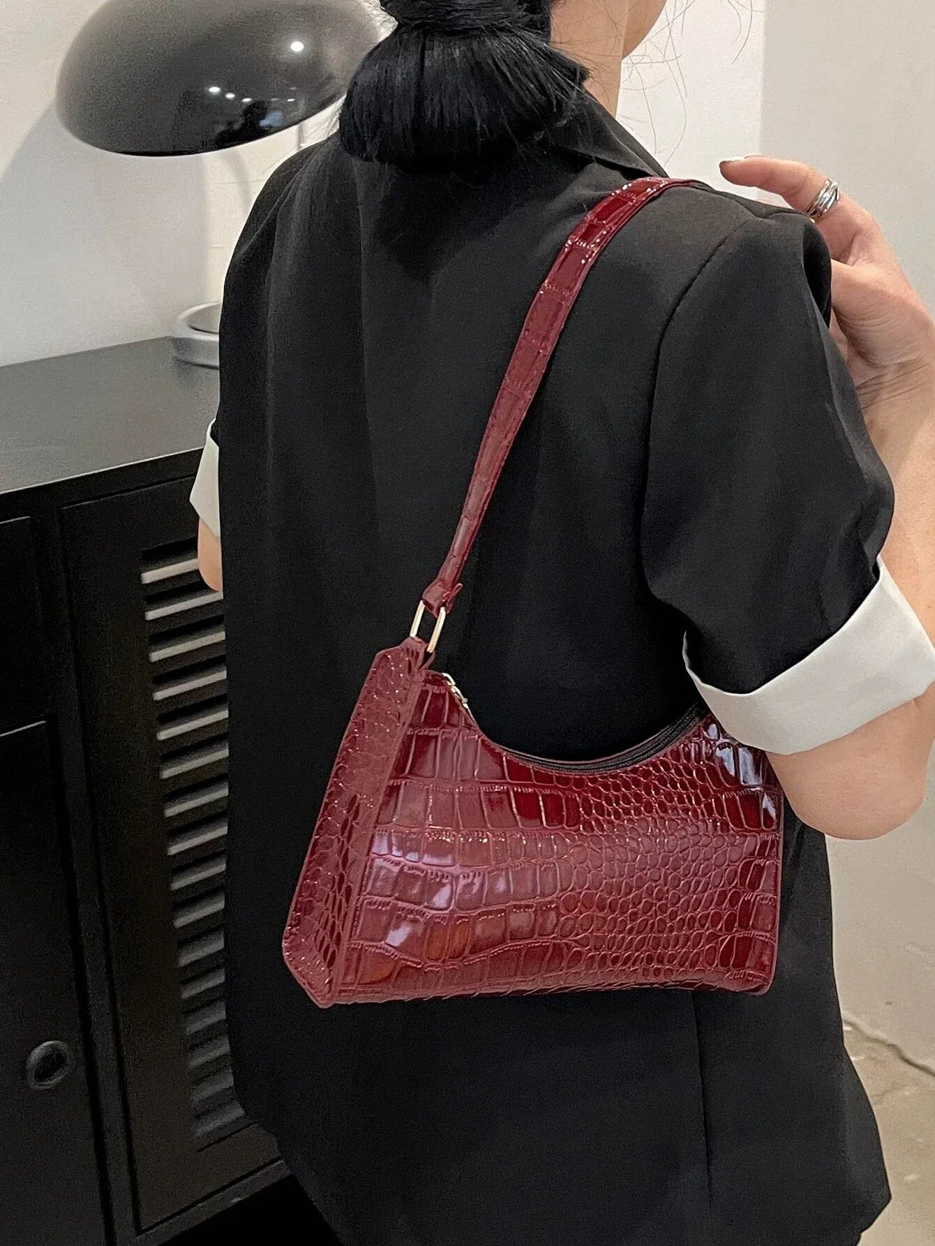 Buy SHEIN Croc Embossed Baguette Bag in Pakistan