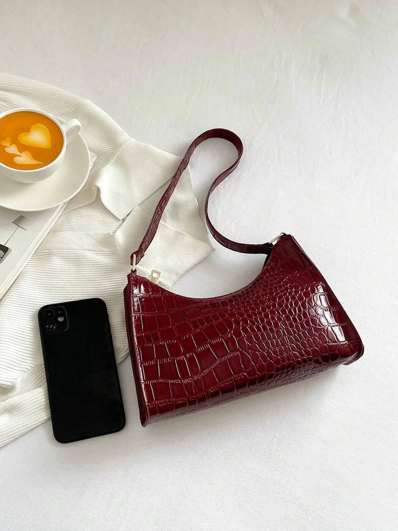 Buy SHEIN Croc Embossed Baguette Bag in Pakistan