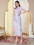 Buy SHEIN Modely Tie Dye Ruched Knot Side Dress in Pakistan