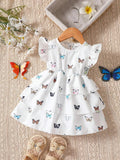 Buy SHEIN Baby Butterfly Print Butterfly Sleeve Layer Ruffle Hem Dress in Pakistan
