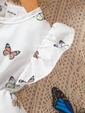 Buy SHEIN Baby Butterfly Print Butterfly Sleeve Layer Ruffle Hem Dress in Pakistan