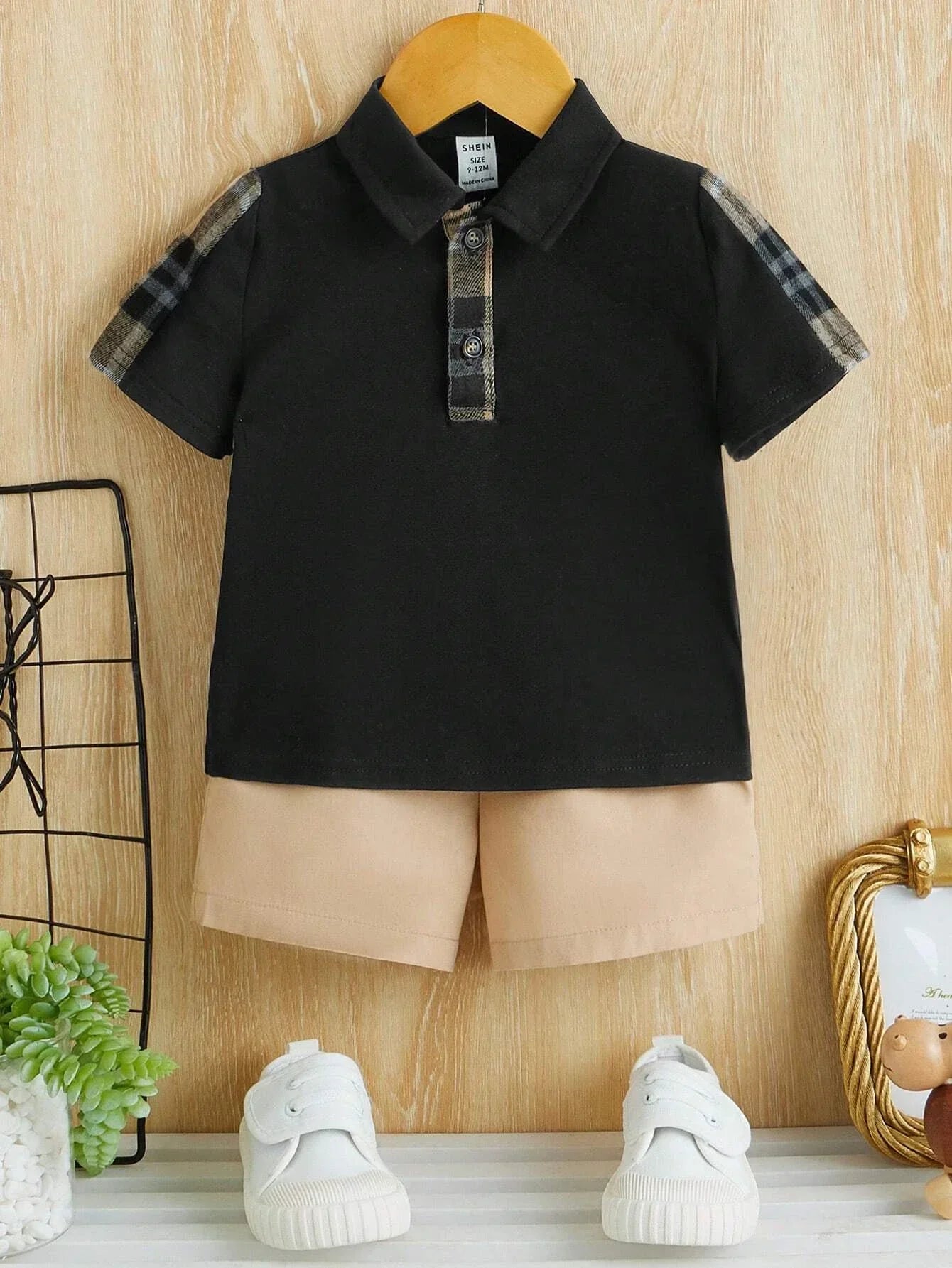 Buy SHEIN Baby Boy Plaid Polo Shirt & Shorts in Pakistan