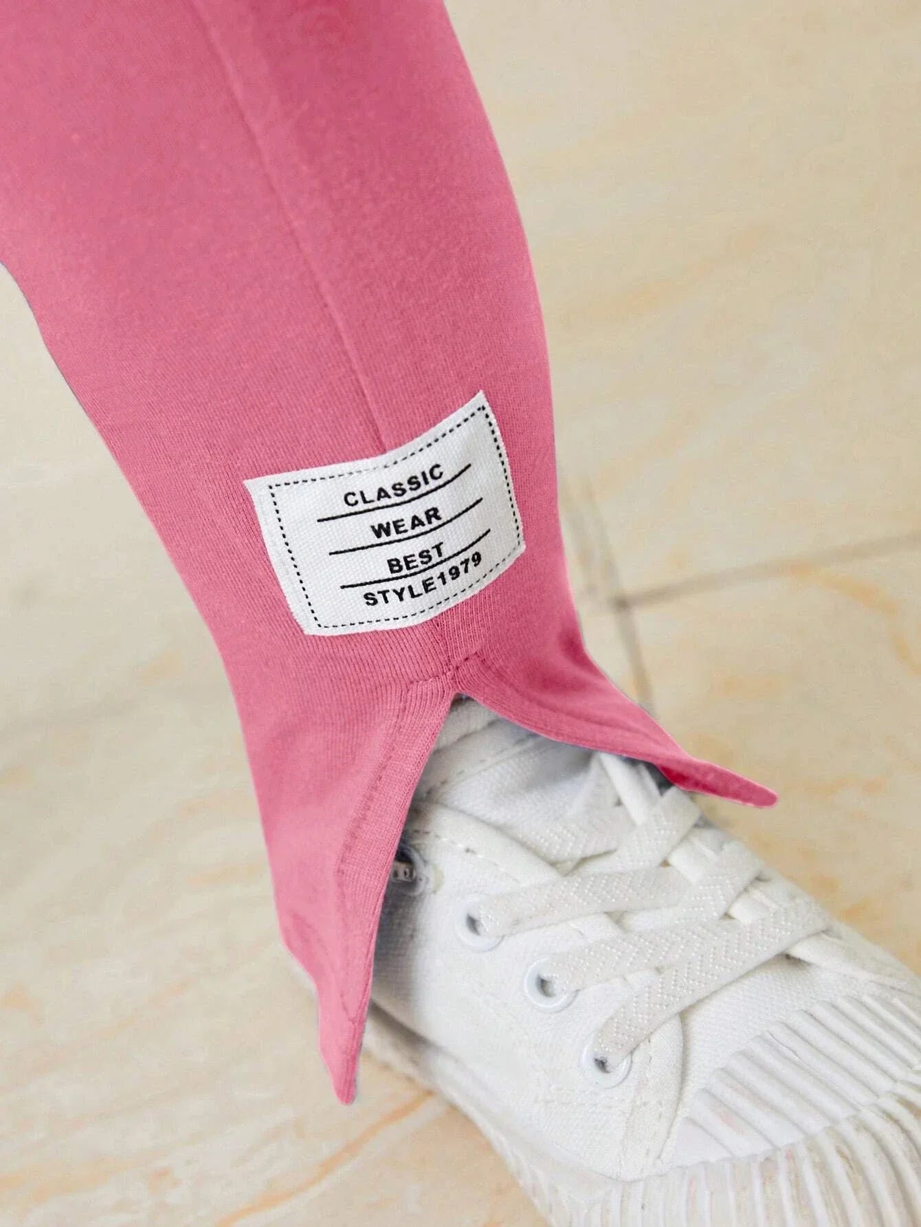 Buy SHEIN Baby Letter Patched Detail Tee & Split Hem Pants in Pakistan