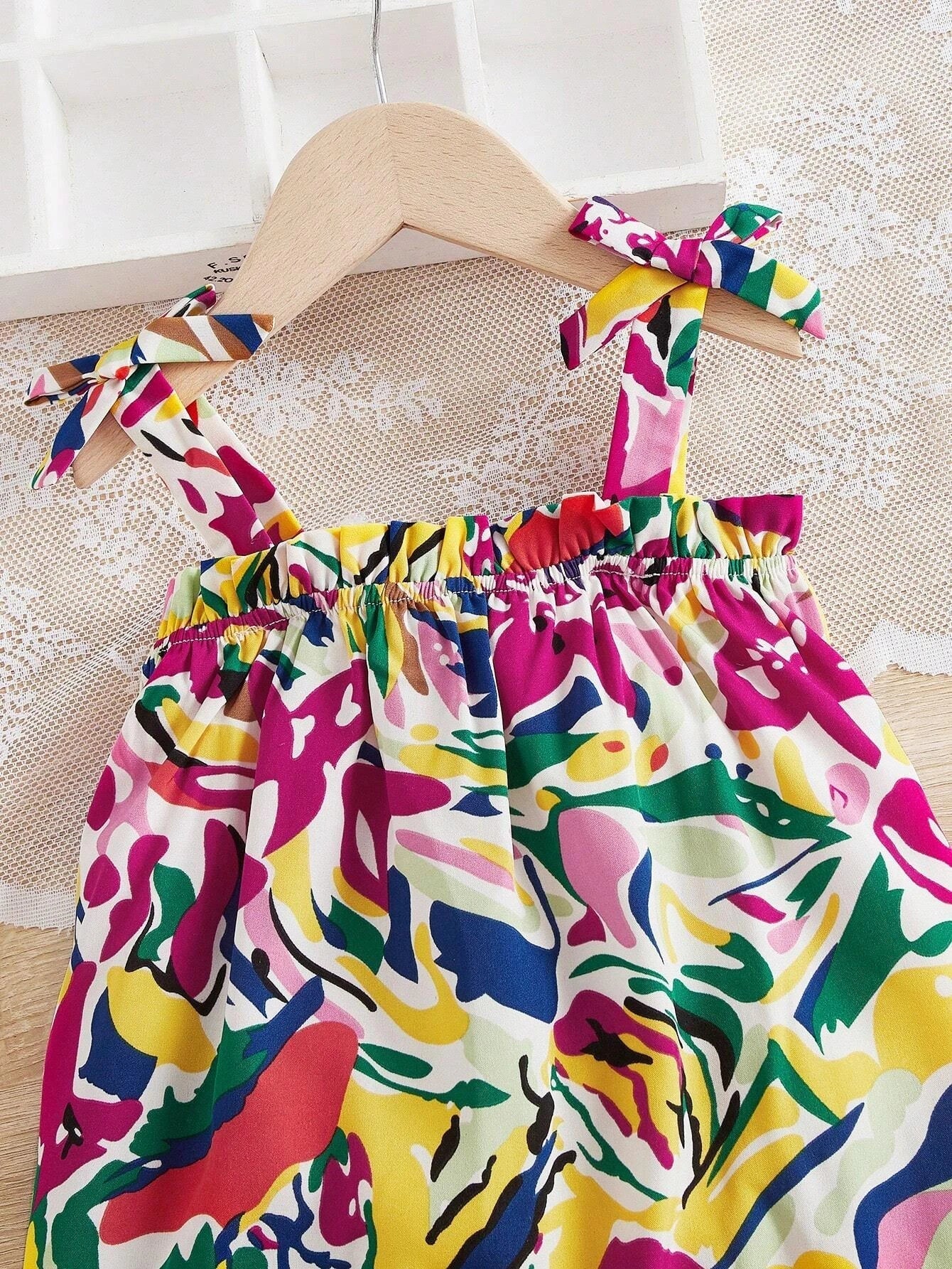 Buy SHEIN Baby Allover Print Ruffle Trim Cami Dress in Pakistan