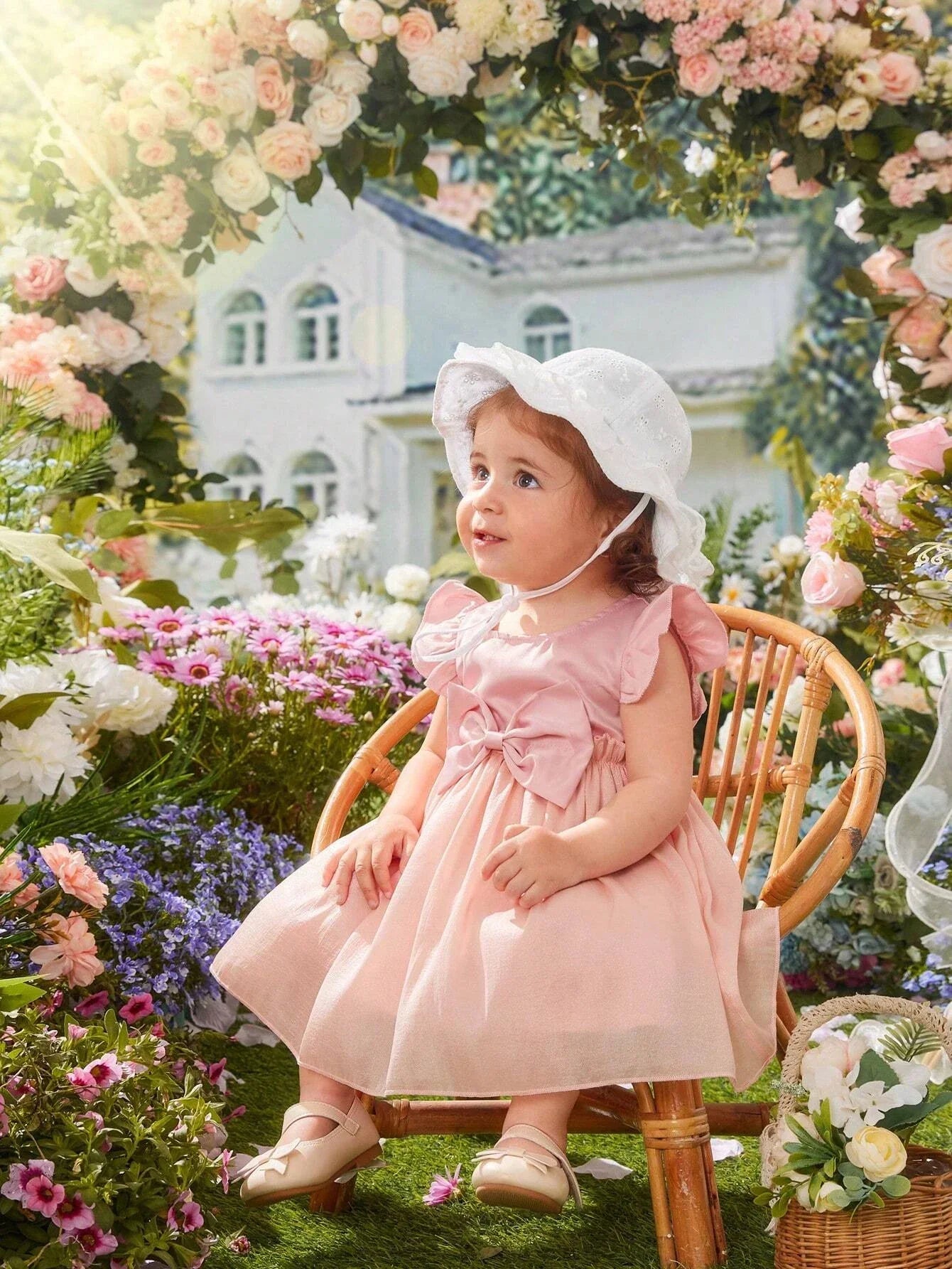 Buy SHEIN Baby Ruffle Trim Bow Front Dress in Pakistan