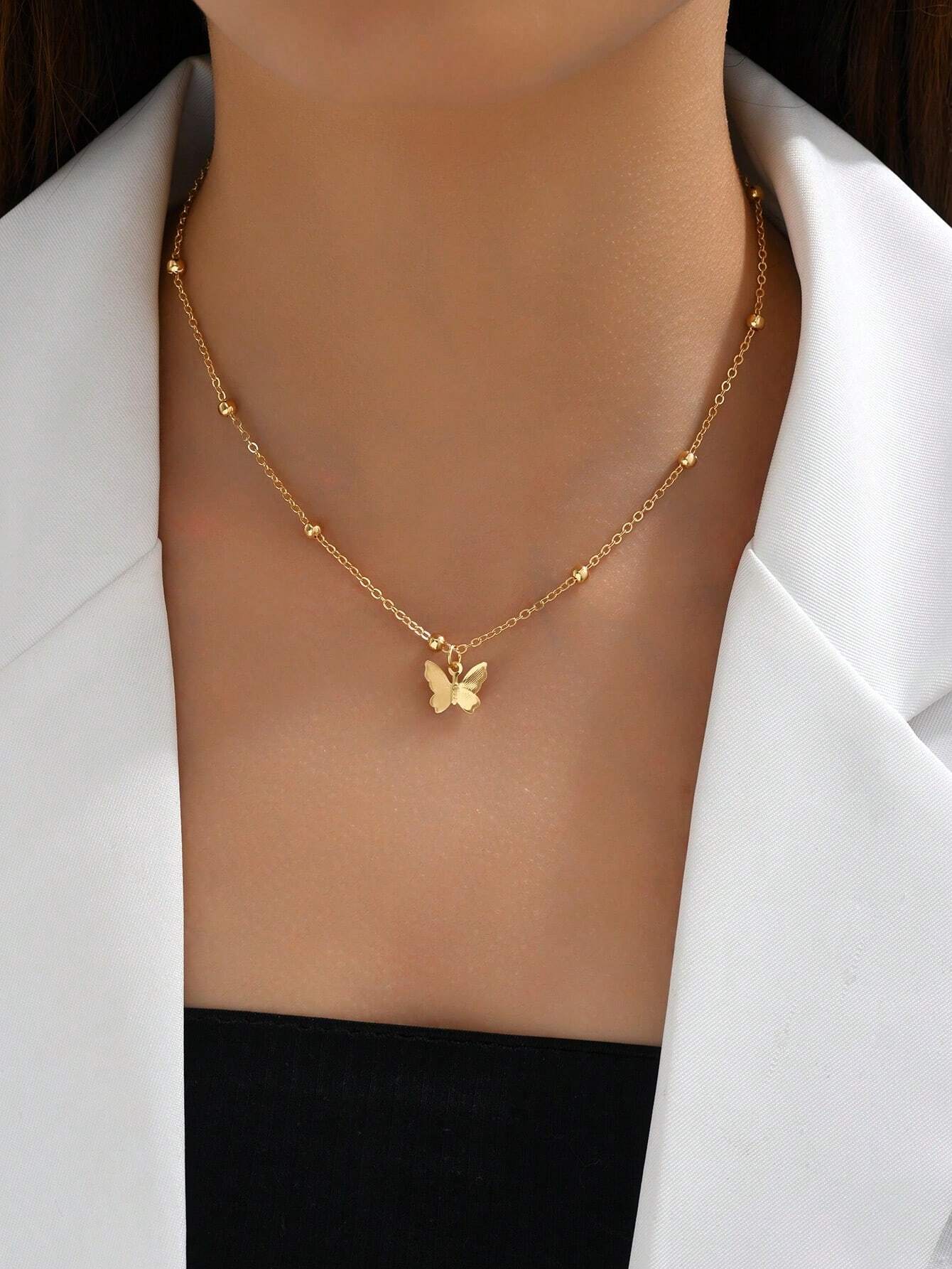 Buy SHEIN 1pc Fashionable Butterfly Charm Back Necklace For Women For Daily Decoration in Pakistan