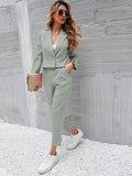 Buy SHEIN Frenchy Solid Single Button Crop Blazer And Slant Pocket Tailored Pants in Pakistan