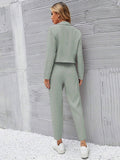 Buy SHEIN Frenchy Solid Single Button Crop Blazer And Slant Pocket Tailored Pants in Pakistan
