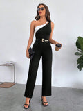 Buy SHEIN One Shoulder Asymmetrical Neck Jumpsuit in Pakistan