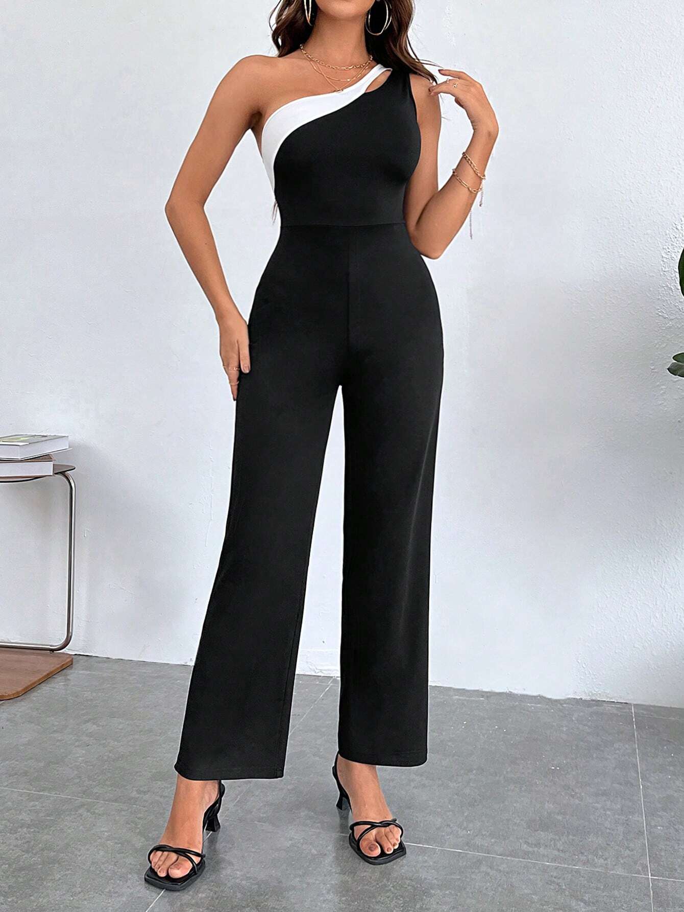 Buy SHEIN One Shoulder Asymmetrical Neck Jumpsuit in Pakistan