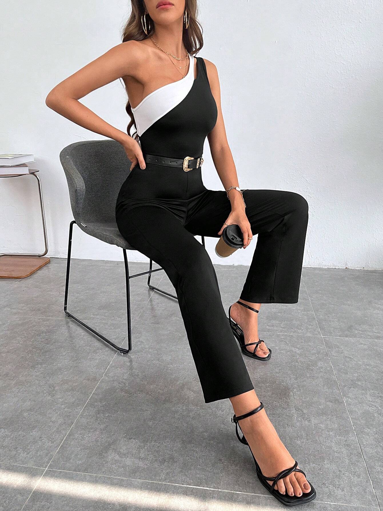 Buy SHEIN One Shoulder Asymmetrical Neck Jumpsuit in Pakistan
