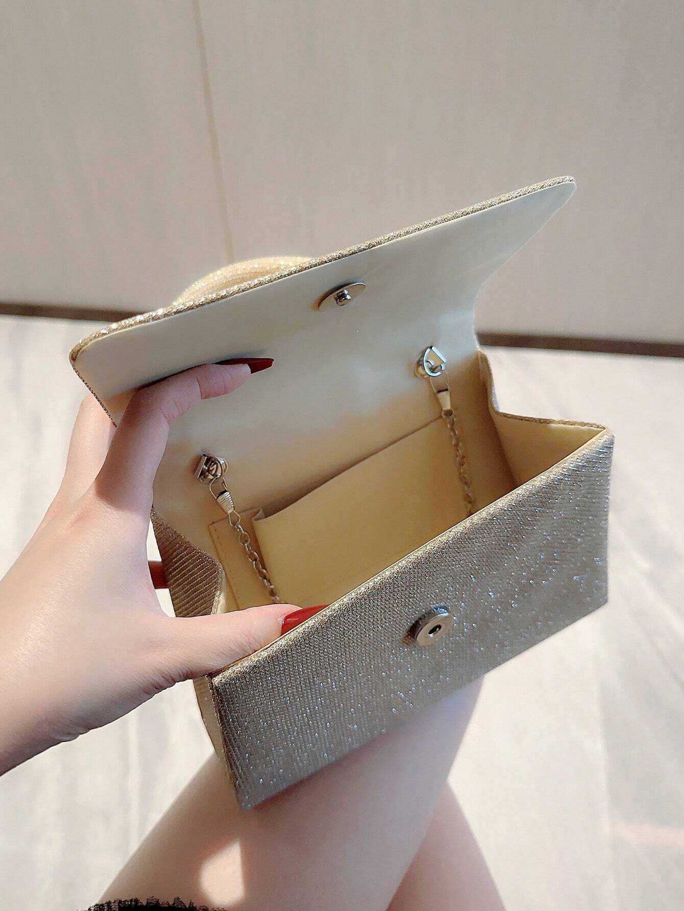 Buy SHEIN Mini Square Bag Glitter Glamorous Chain Strap in Pakistan