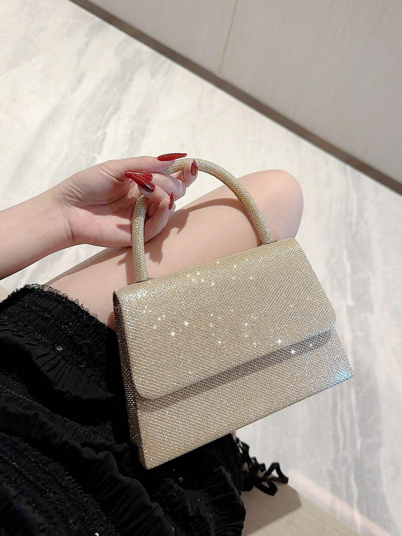 Buy SHEIN Mini Square Bag Glitter Glamorous Chain Strap in Pakistan