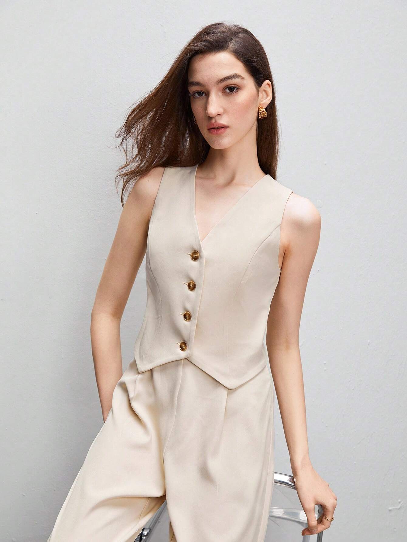 Buy SHEIN BIZwear Button Front Vest Blazer & Pants in Pakistan