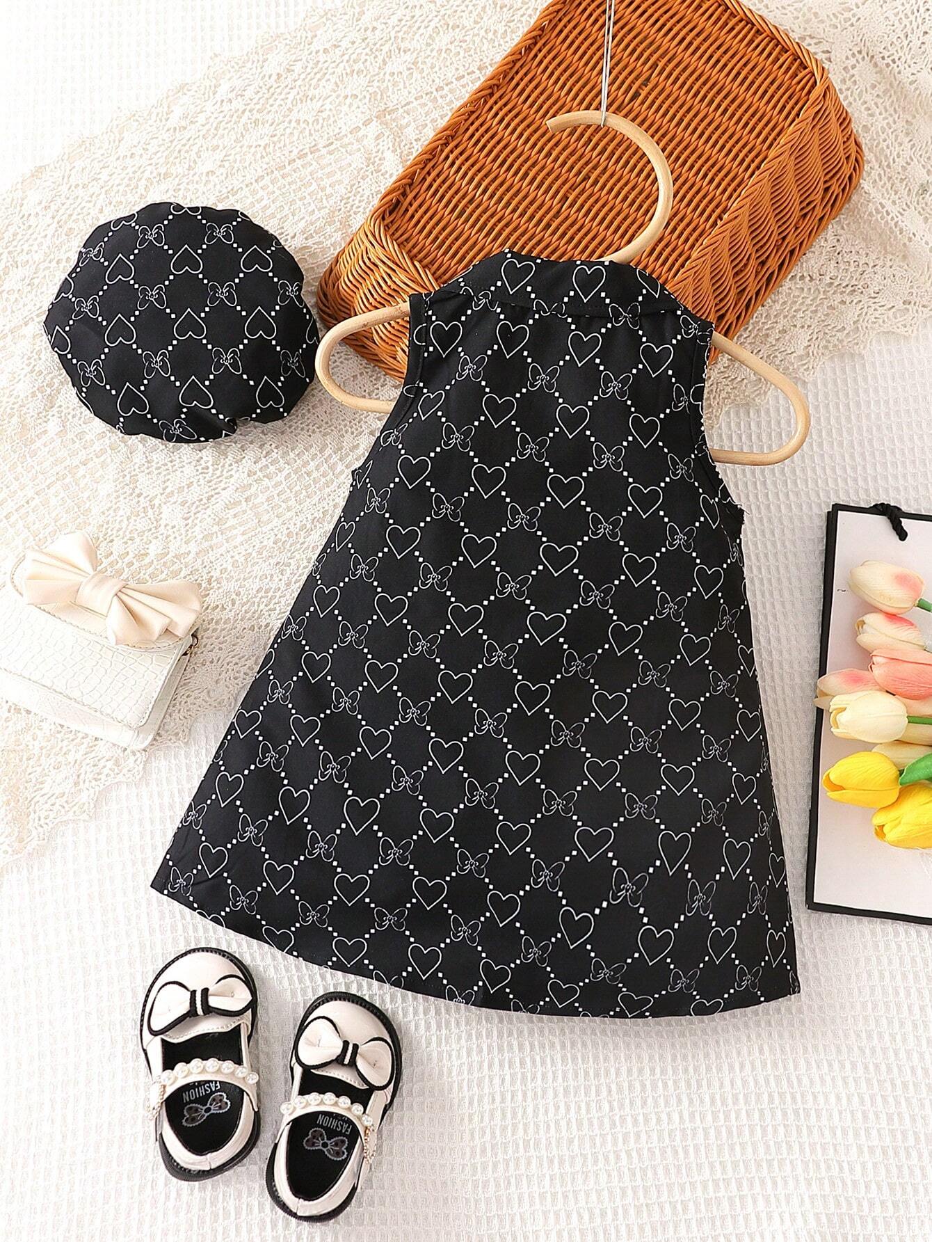 Buy SHEIN Baby Allover Print Button Front Shirt Dress & Hat in Pakistan