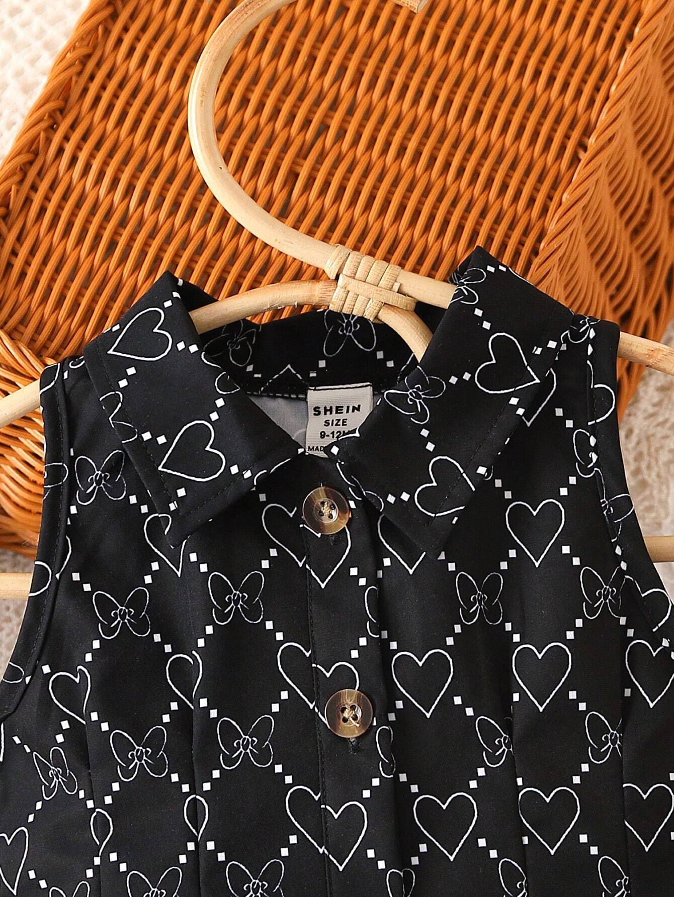 Buy SHEIN Baby Allover Print Button Front Shirt Dress & Hat in Pakistan