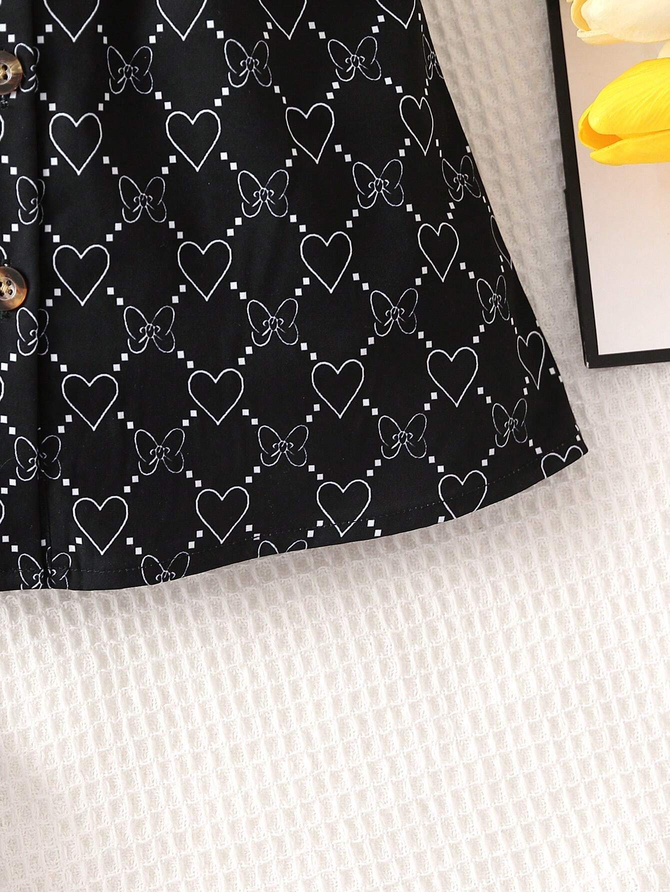 Buy SHEIN Baby Allover Print Button Front Shirt Dress & Hat in Pakistan