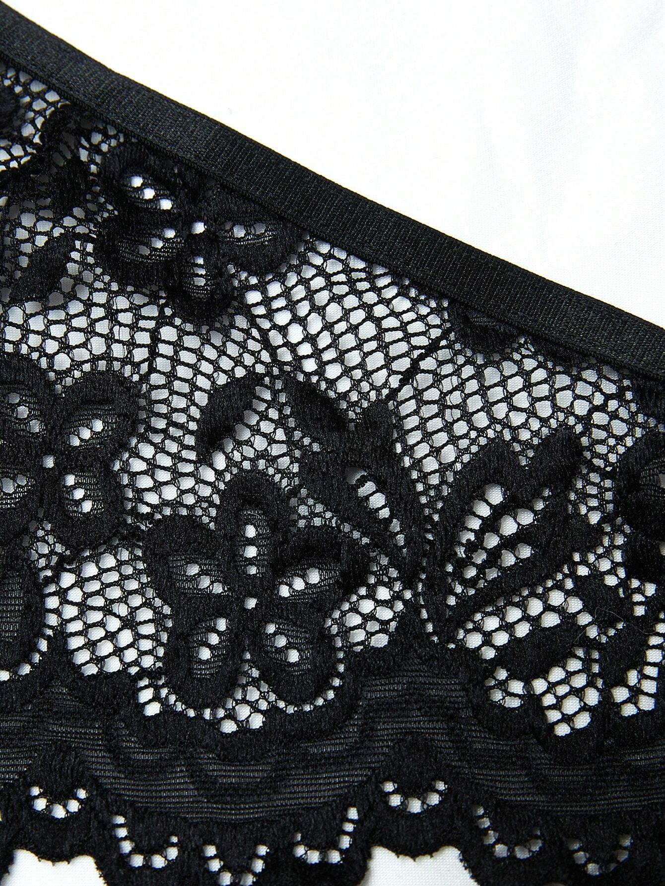 Buy SHEIN Butterfly Embroidery Floral Lace Underwire Lingerie Set in Pakistan