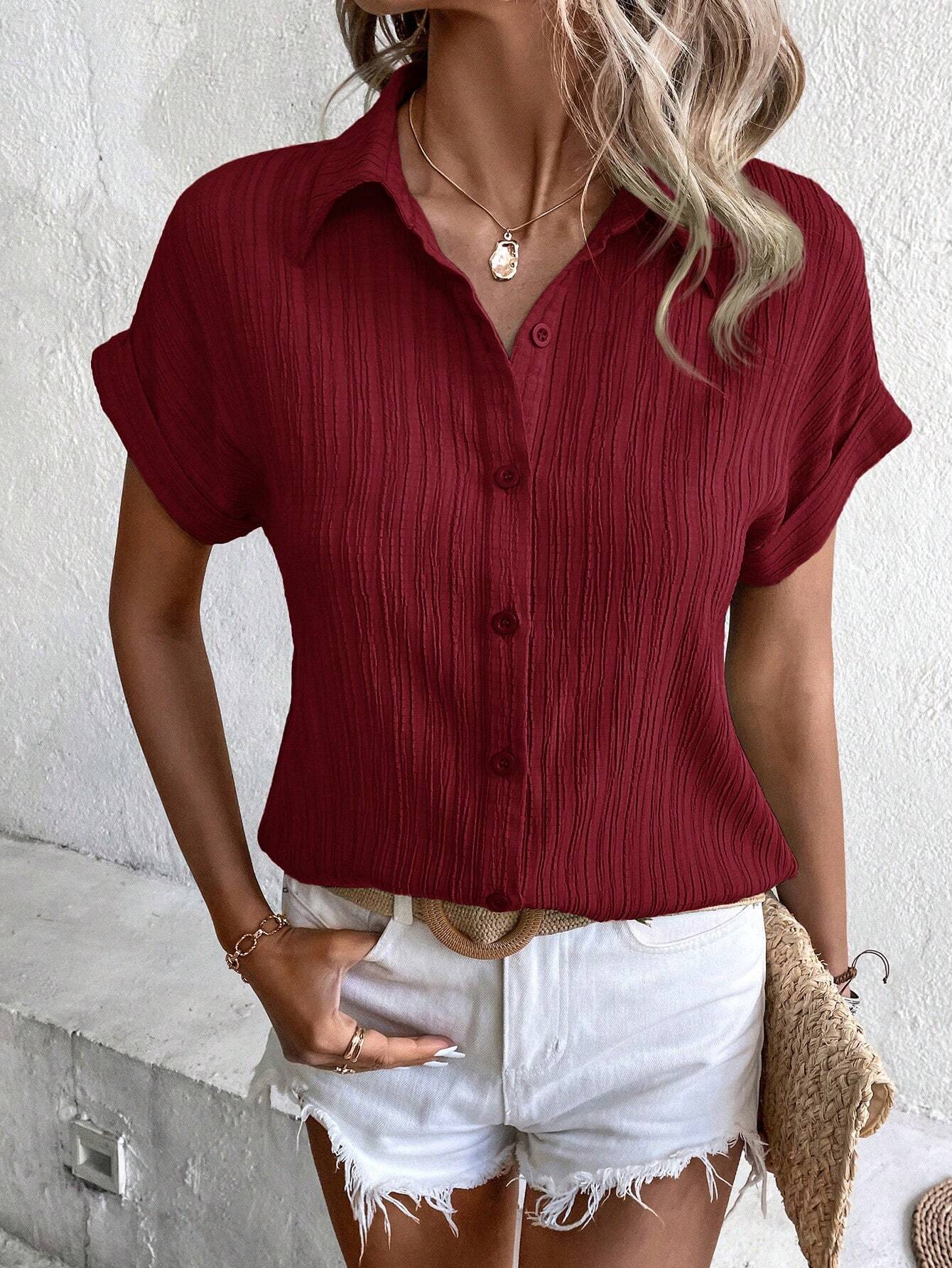 Buy SHEIN LUNE Batwing Sleeve Button Front Shirt in Pakistan