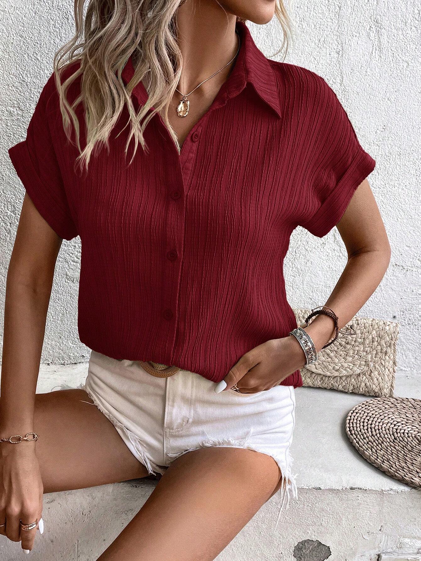 Buy SHEIN LUNE Batwing Sleeve Button Front Shirt in Pakistan