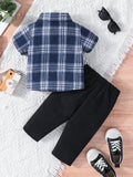 Buy SHEIN Baby Boy Plaid Print Shirt & Pants Set in Pakistan