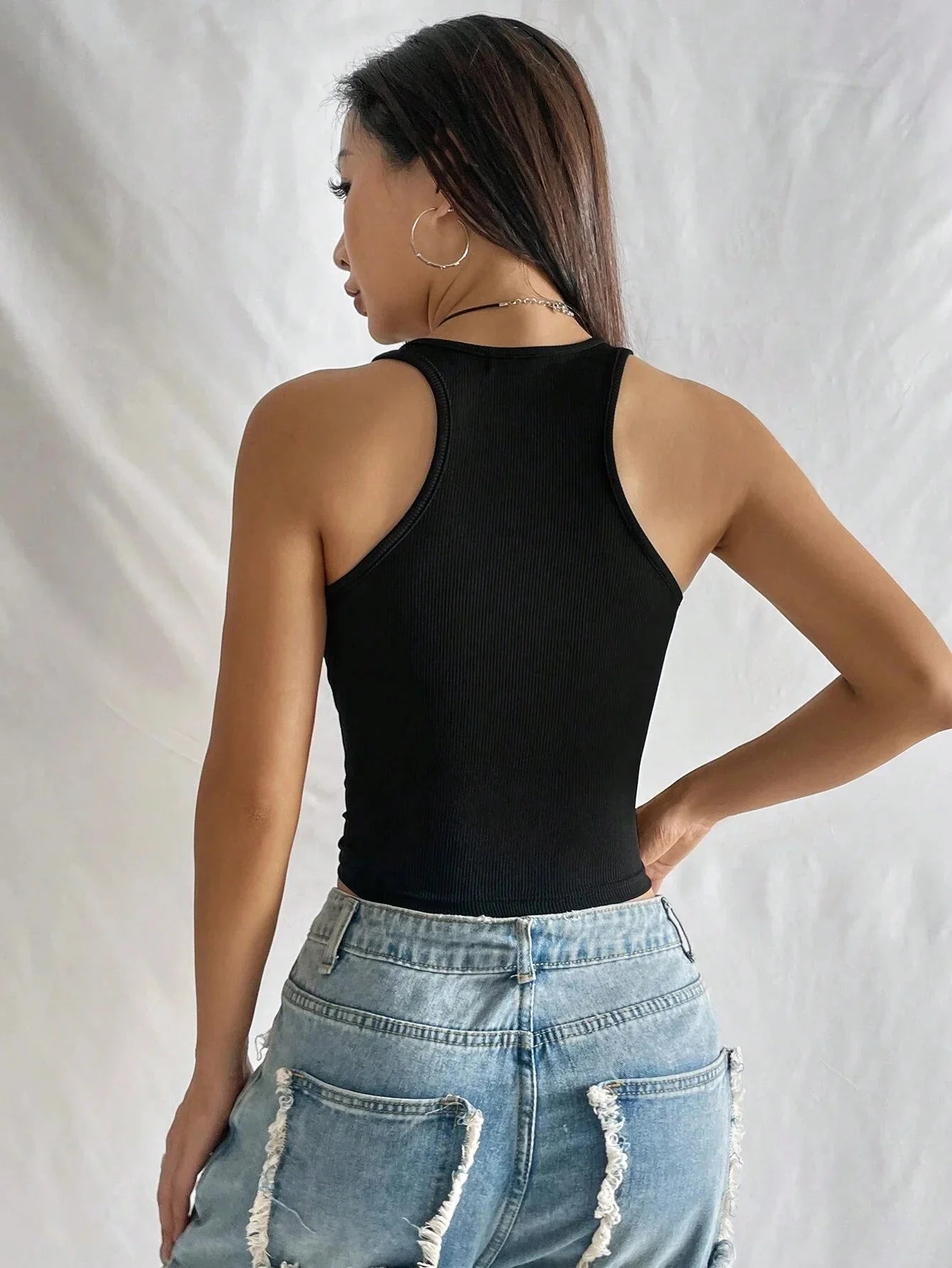 Buy SHEIN EZwear Chain Detail Crop Tank Top in Pakistan