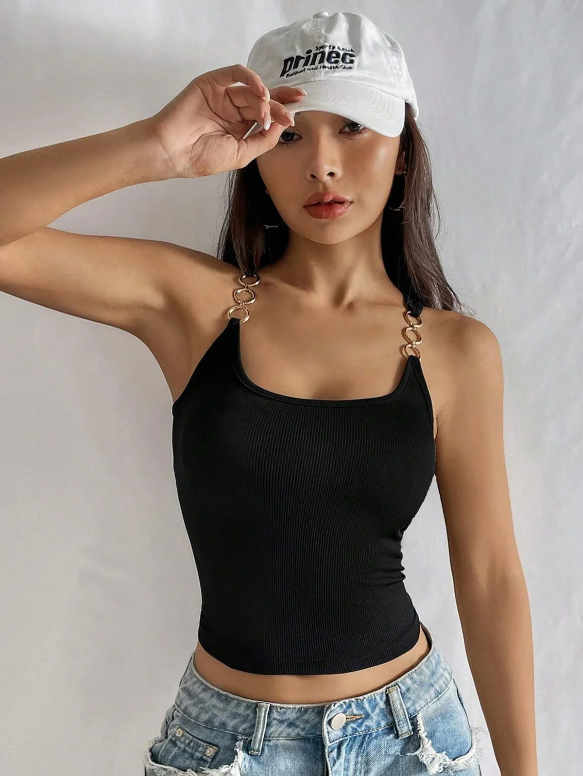 Buy SHEIN EZwear Chain Detail Crop Tank Top in Pakistan