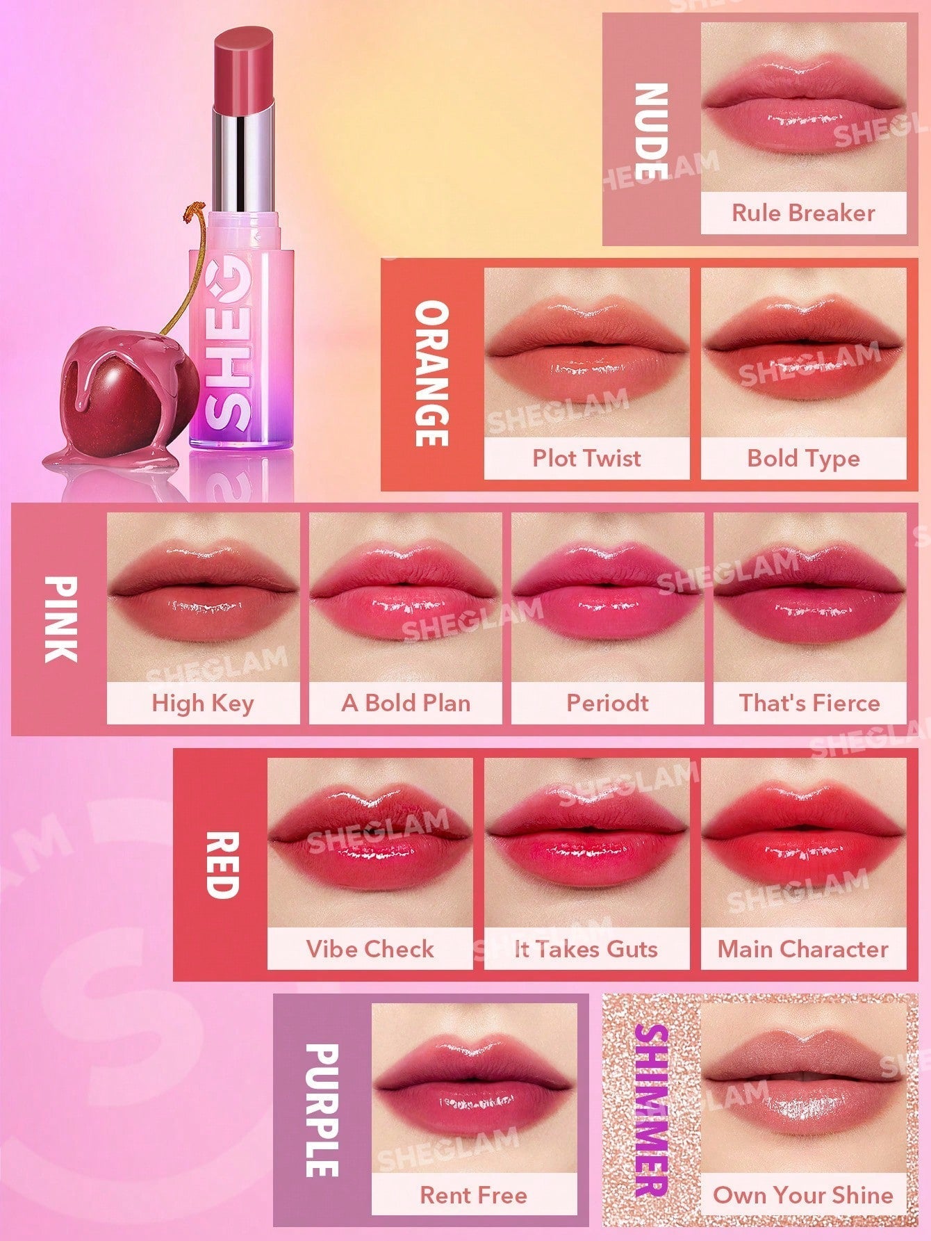 Buy SHEGLAM Mirror Kiss High-Shine Lipstick-Bold Type in Pakistan