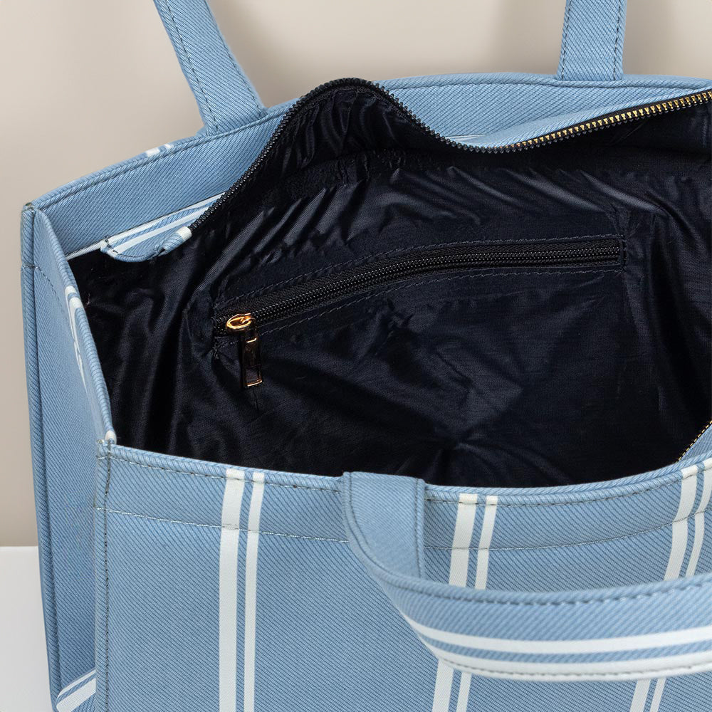 Buy Coastal Breeze Blue Striped Canvas Bag in Pakistan