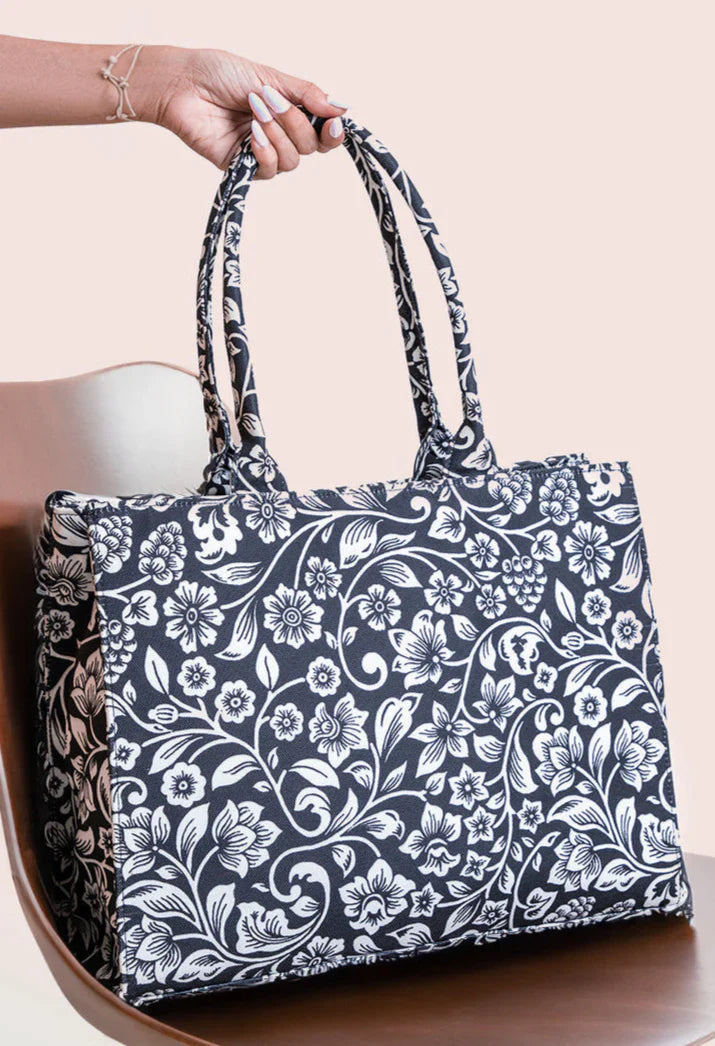 Buy Canvas Bag - Black Petals in Pakistan