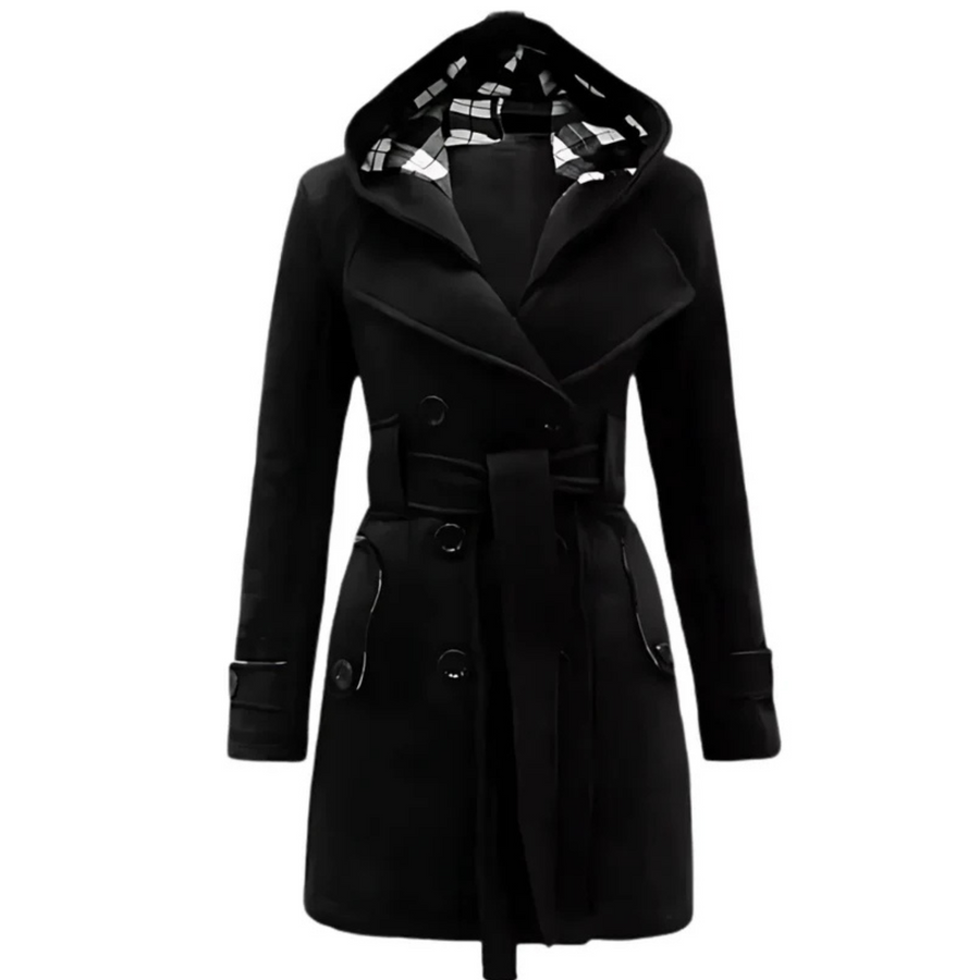 Buy Fleece Double Breasted Waist Belt Long Coat in Pakistan