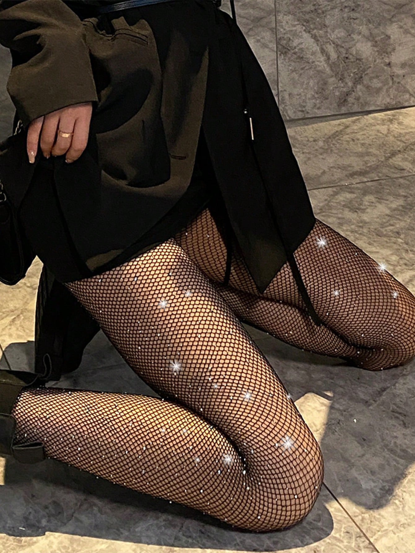 Buy SHEIN 1pair Rhinestone Fishnet Thigh High Stockings For Women (Excluding Underwear) in Pakistan